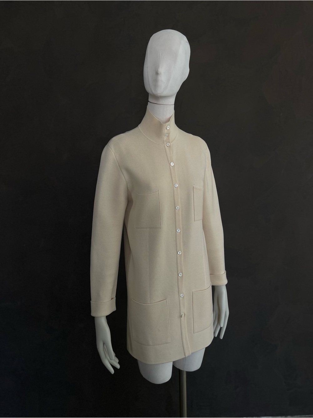 Vintage Worth Ivory 100% Wool Knit Coat Cardigan M Made USA